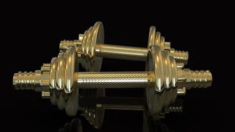 Gold Hand Weights 3D rendering 스톡 일러스트