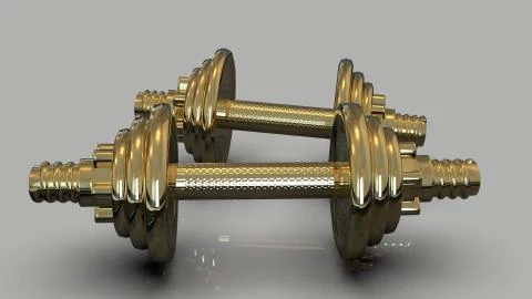 Gold Hand Weights 3D rendering Stock Illustration