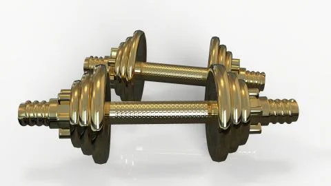 Gold Hand Weights 3D rendering Stock Illustration