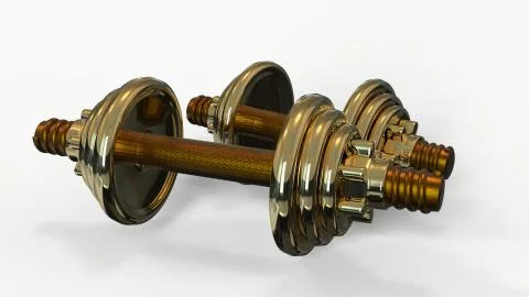 Gold Hand Weights 3D rendering Stock Illustration