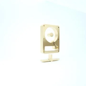 Gold Hard disk drive on sharing network icon isolated on white background. 3d 스톡 일러스트