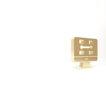 Gold Hardware diagnostics condition of car icon isolated on white background. Illustrazione stock