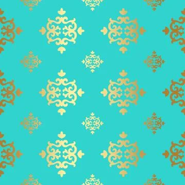 Gold Harmony, Seamless vintage pattern background design Stock Illustration