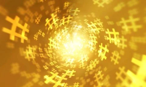 Gold hashtag random pattern background. Stock Photos