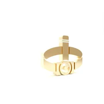 Gold Head flashlight icon isolated on white background. Tourist head flashlig Stock Illustration