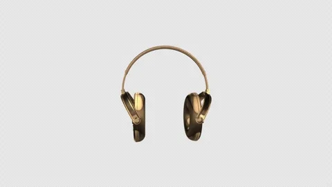 Gold Headset 3D Icon Animation Rotating Loop Stock Footage 341394104
