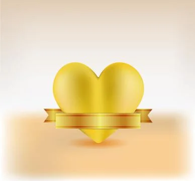 Gold heart 3d Stock Illustration