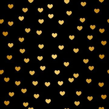 Gold Heart Pattern Design on Black Background Stockillustratie