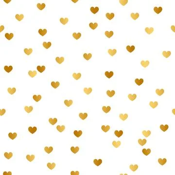 Gold Heart Pattern Design on White Background Illustrazione stock