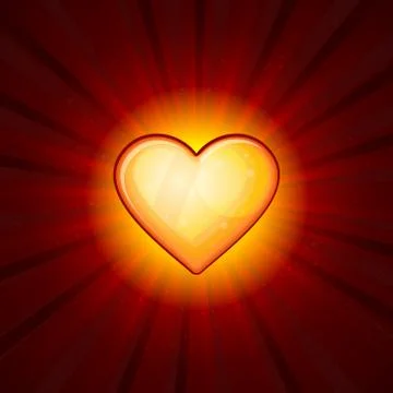 Gold Heart On Red Background Stock Illustration