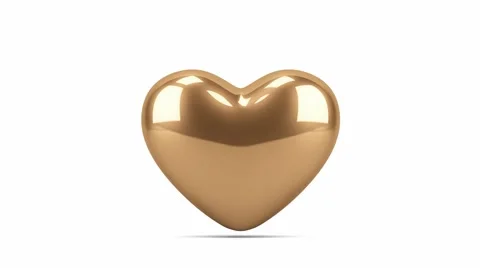 Gold heart rotating on the white background Stock Footage 65817587