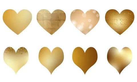 Gold heart set Stock Illustration