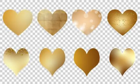 Gold heart set 스톡 일러스트