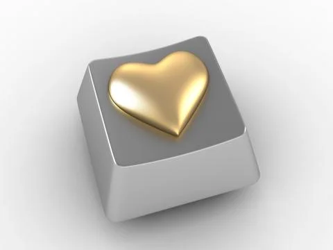 Gold heart shape button Stock Illustration