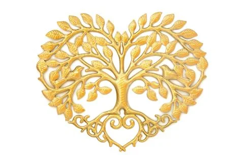 Gold Heart Tree Shape Abstract Decoration Stock Photos