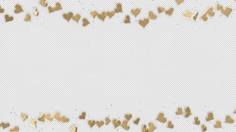 Gold hearts frame on a transparent alpha channel background on a seamless loop Stock Footage 231244334