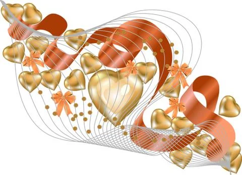 Gold hearts Stock Illustration