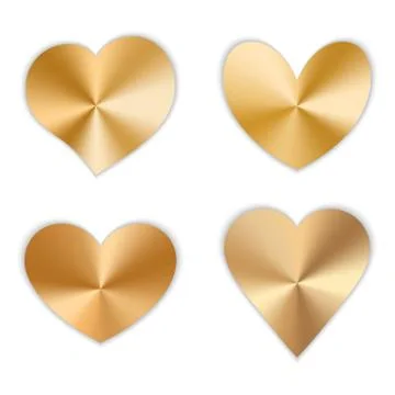 Gold hearts set Stock Illustration