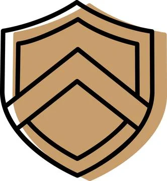 Gold heraldic shield with chevron emblem Stock Illustration