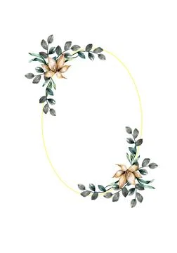 Gold herbs selection design round invitation frame. Rustic boho wedding wreath Illustrazione stock
