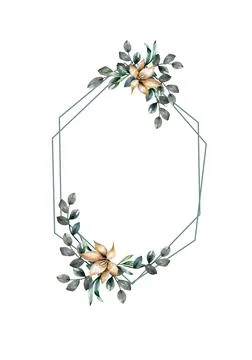 Gold herbs selection design round invitation frame. Rustic boho wedding wreath Stock Illustration