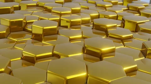 Gold hexagon 3d motion graphics background Stock Footage 143143410