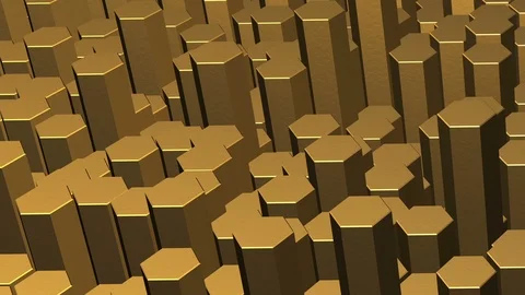 Gold Hexagon Background. Loop Stock Footage 95485220