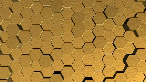 Gold Hexagon Background. Loop Video stock 95486945