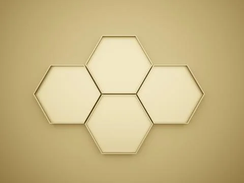 Gold hexagon cell rendered Stock Illustration