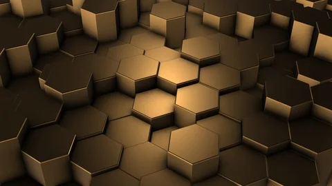 Gold hexagon geometric background in motion Stock Footage 124744246