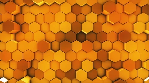 Gold Hexagon Geometric Surface Background Video stock 113760458