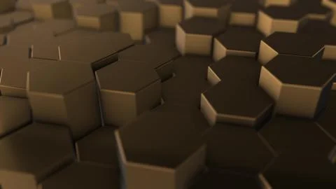 Gold hexagon geometry background. 3d illustration of simple primitives with s イラスト素材