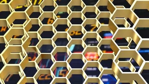 The gold hexagon or beehive pattern on Business Background for sci or medic.. Ilustración de archivo
