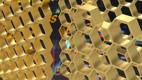 The gold hexagon or beehive pattern on Business Background for sci or medic.. Stock Photos