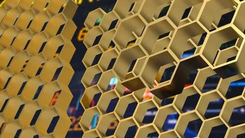 The gold hexagon or beehive pattern on Business Background for sci or medic.. Fotos de archivo