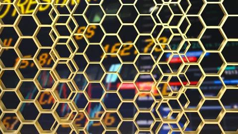 The gold hexagon or beehive pattern on Business Background for sci or medic.. Stock Photos