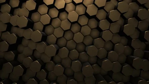 Gold Hexagon Surface Loop random waving motion background Stock Footage 136099588