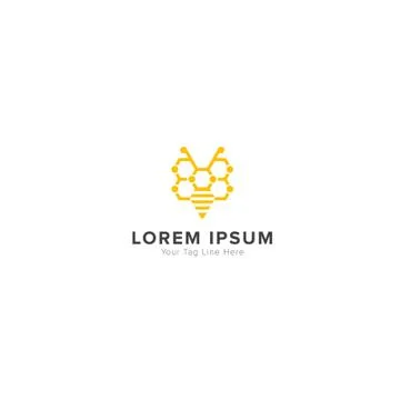 Gold hexagonal bee logo designs honey modern logo Stock-Illustration