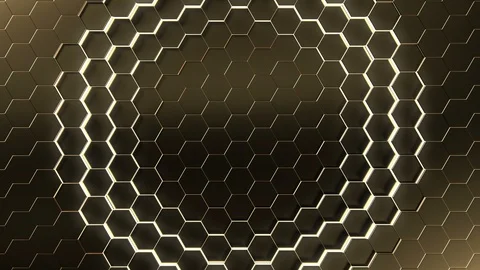 Gold Hexagonal pattern Background loop. 3d animation background. Vídeo Stock 108053824