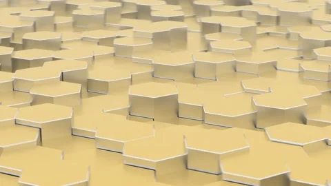 Gold hexagonal prisms motion background. Infinity seamless loop. Abstract form Stock Footage 220535694