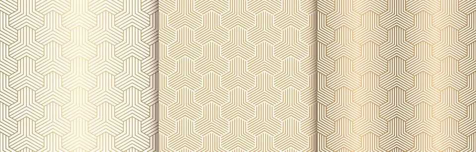 Gold hexagonal seamless pattern with striped lines vector illustration Stock Illustration
