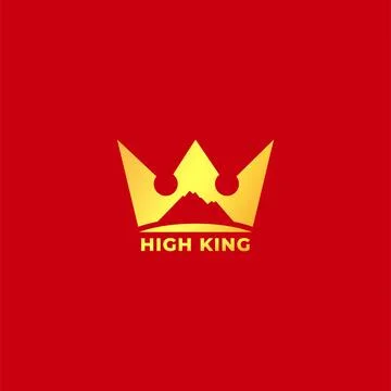 Gold High King logo vector illustration isolated on red color background. M.. Stock Illustration