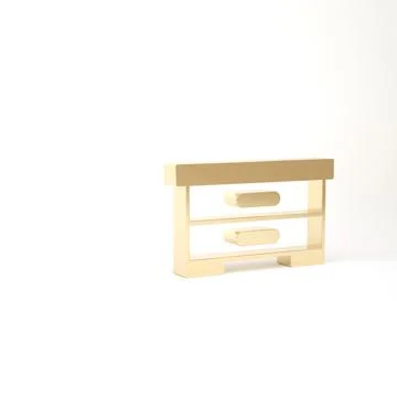 Gold Hive for bees icon isolated on white background. Beehive symbol. Apiary and Illustrazione stock