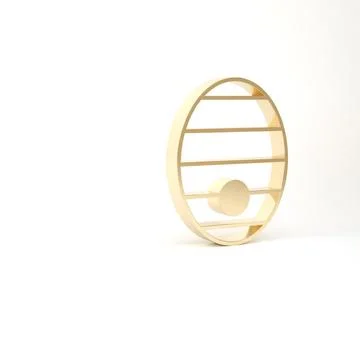 Gold Hive for bees icon isolated on white background. Beehive symbol. Apiary and Illustrazione stock