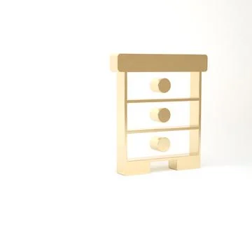 Gold Hive for bees icon isolated on white background. Beehive symbol. Apiary and Illustrazione stock