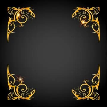 Gold holiday frame Stock Illustration