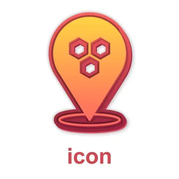 Gold Honeycomb bee location map pin pointer icon isolated on white background Stock Illustration