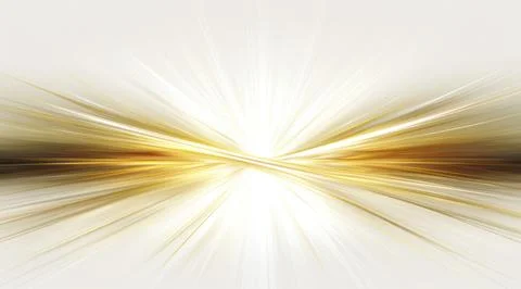 Gold horizontal lines, symmetrical composition, bioluminescence, Pure white Stock Illustration