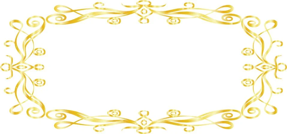 Gold Horizontal rectangular antique pattern frame Illustrazione stock
