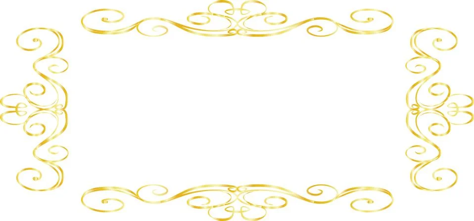 Gold Horizontal rectangular antique pattern frame Stock Illustration